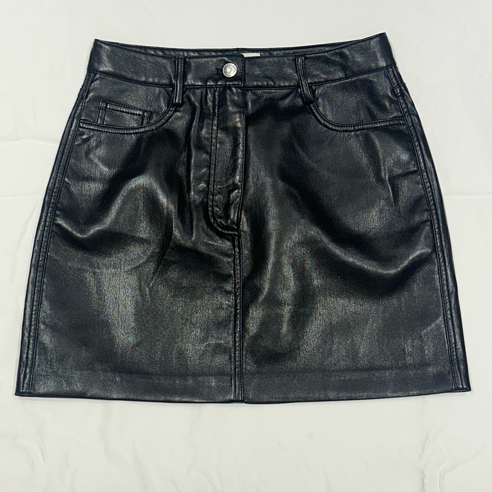 Wilfred Chemistry Womens Skirt High Waisted Vegan Leather Skirt Black Size 6
